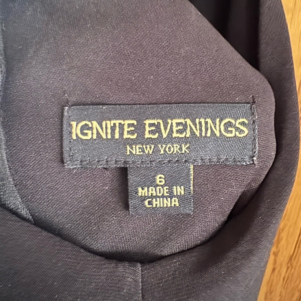 Ignite Evenings Black Dress w Gold Beaded Waist - Picture 3 of 4